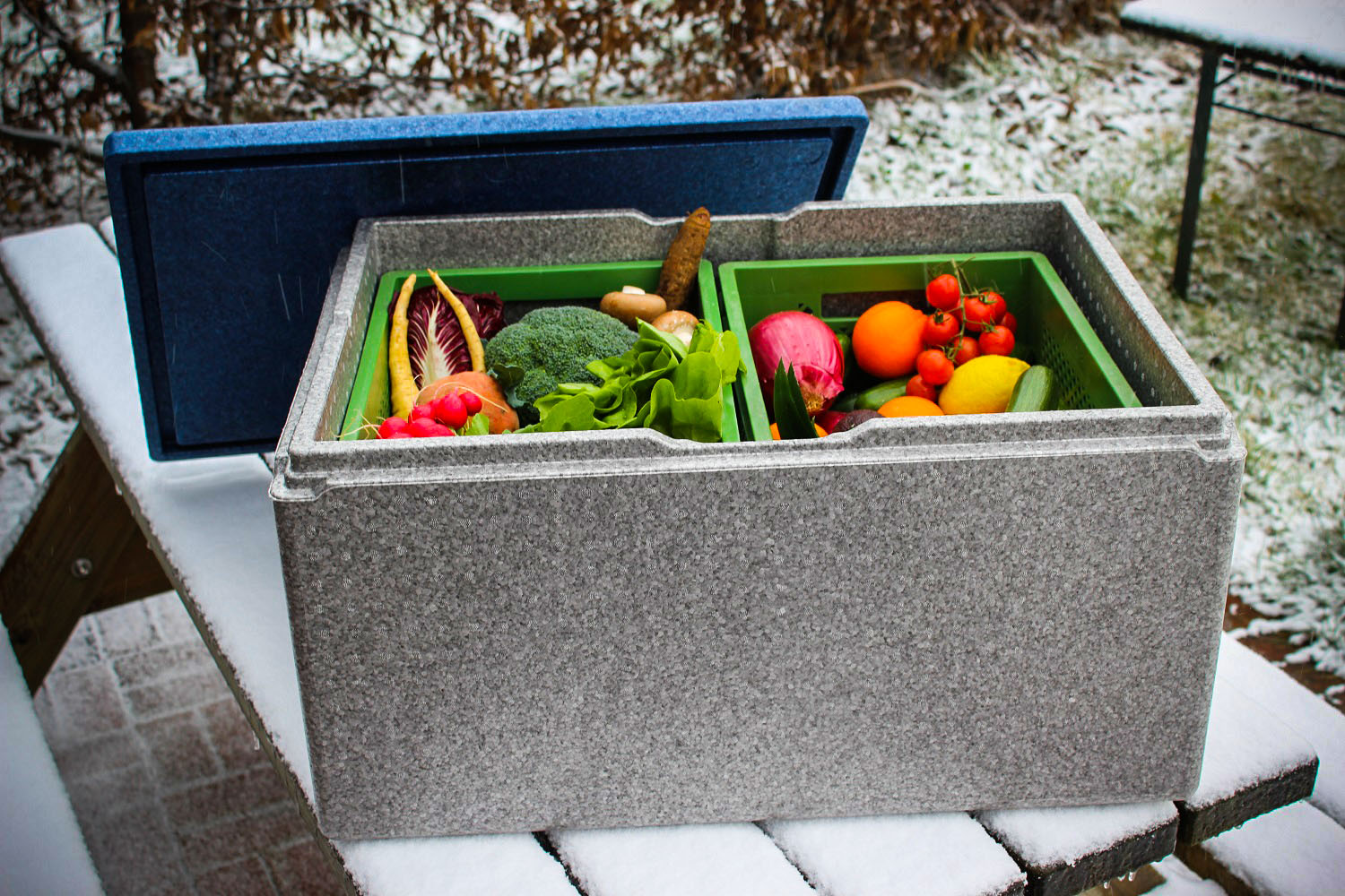 Thermoboxen schützen die Bio-Kisten vor Kälte