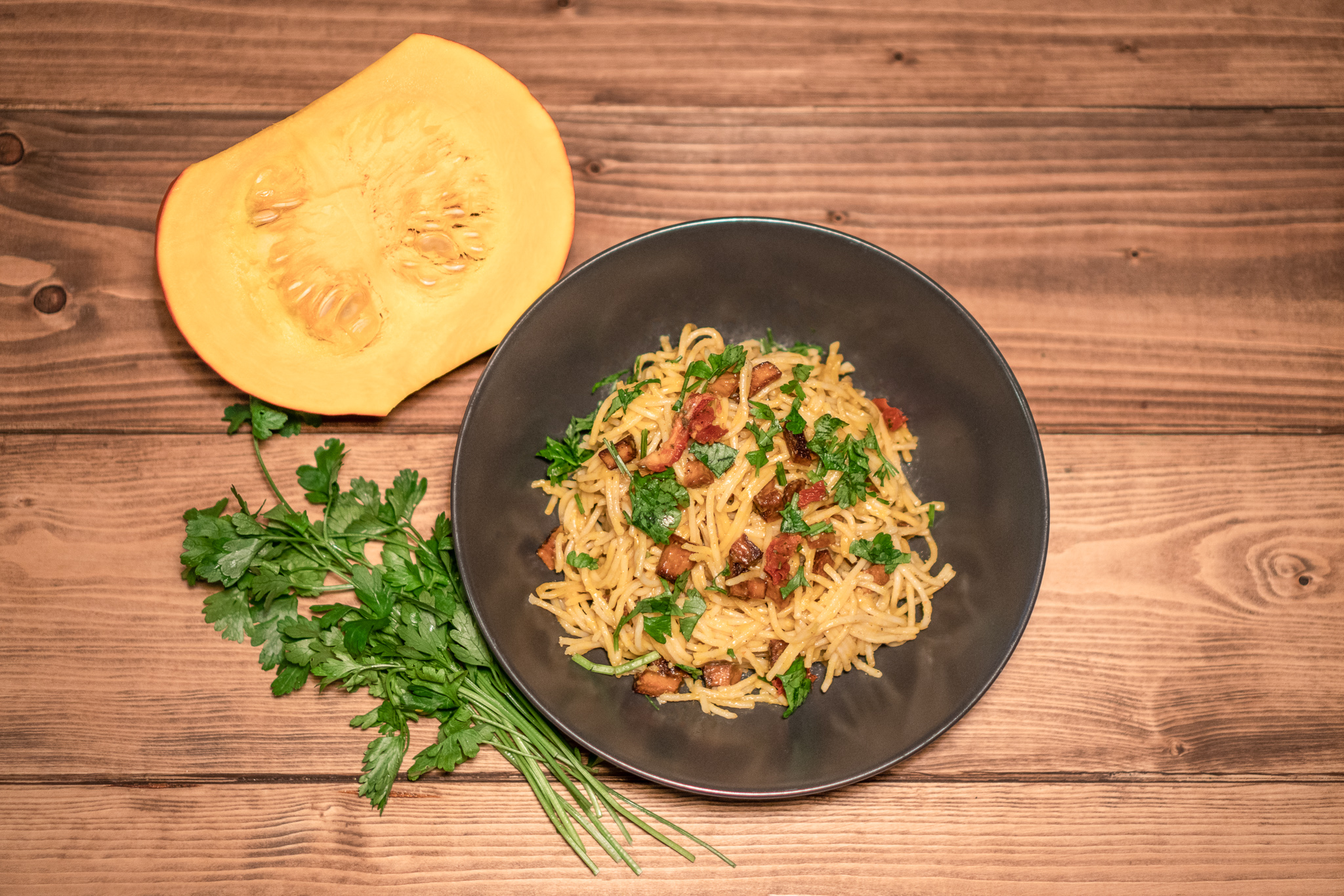 Vegane Kürbiscarbonara