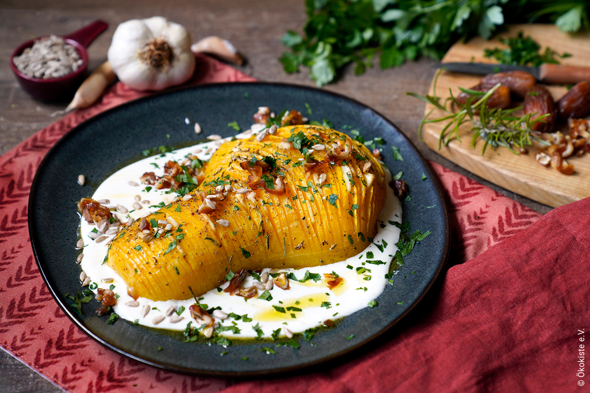 Fächer-Butternut auf Ziegenkäse - Die Gemüsegärtner