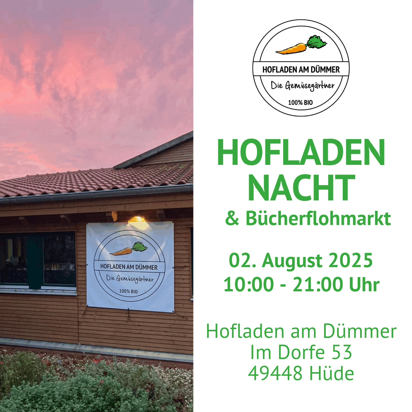 Hofladen Nacht & Bücherflohmarkt - Die Gemüsegärtner