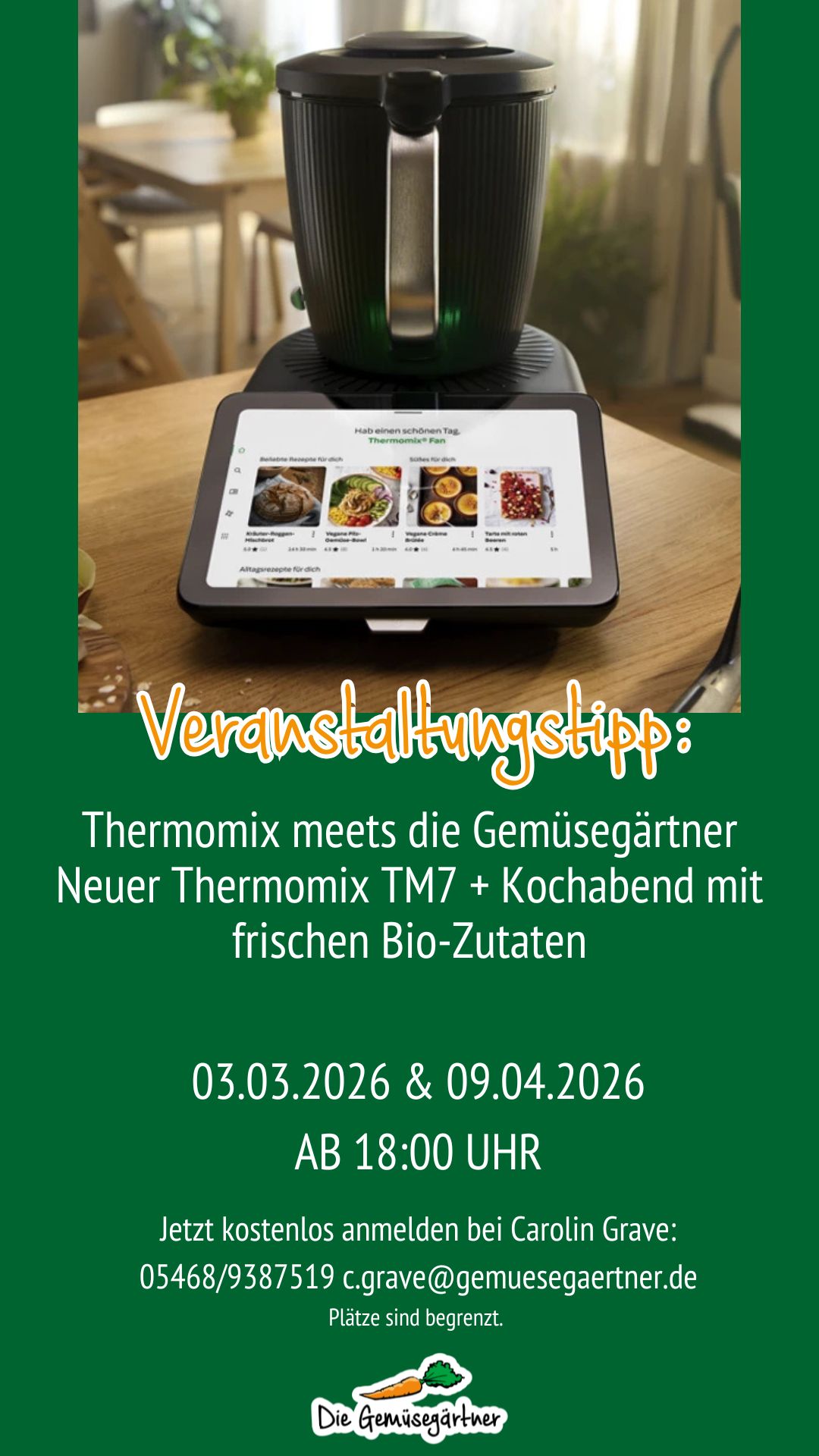 Ein Info Bild von der Veranstaltung Thermomix meets die Gemüsegärtner